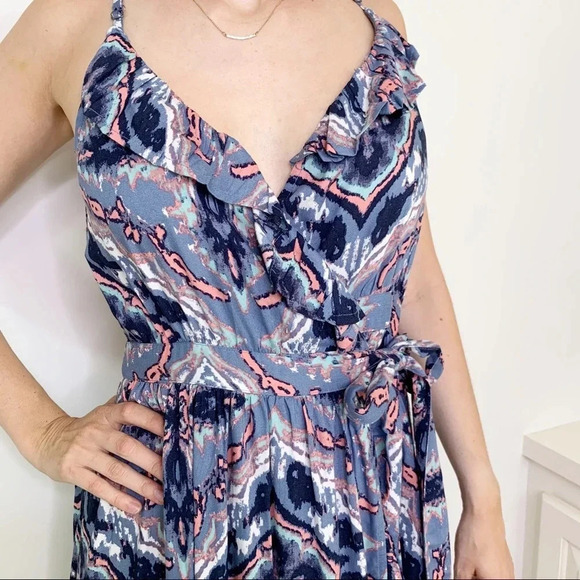 Roxy Rooftop Sunrise Strappy Midi Wrap Dress Blue Size XS NWT - Picture 7 of 15